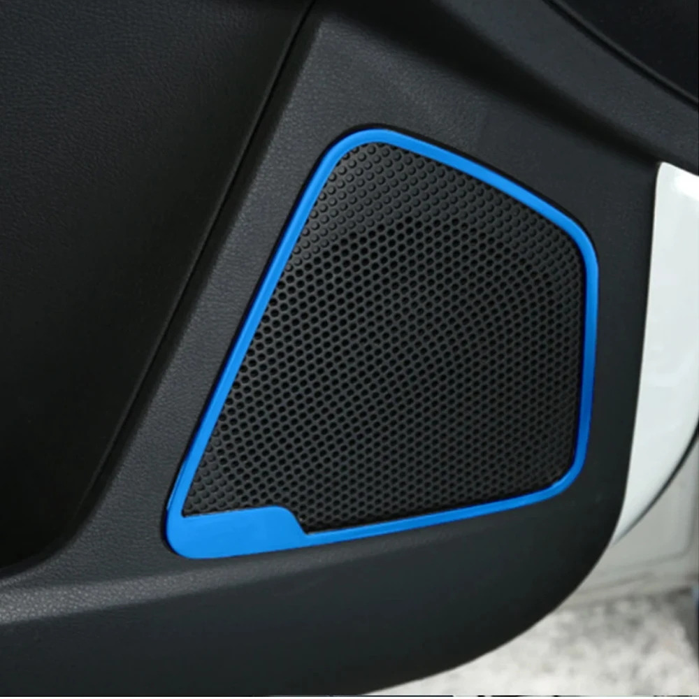 4 piezas para Ford Focus 3 4 MK3 MK4 2012-2018, marco de acero inoxidable para altavoz de puerta, embellecedor de sonido, moldura decorativa
