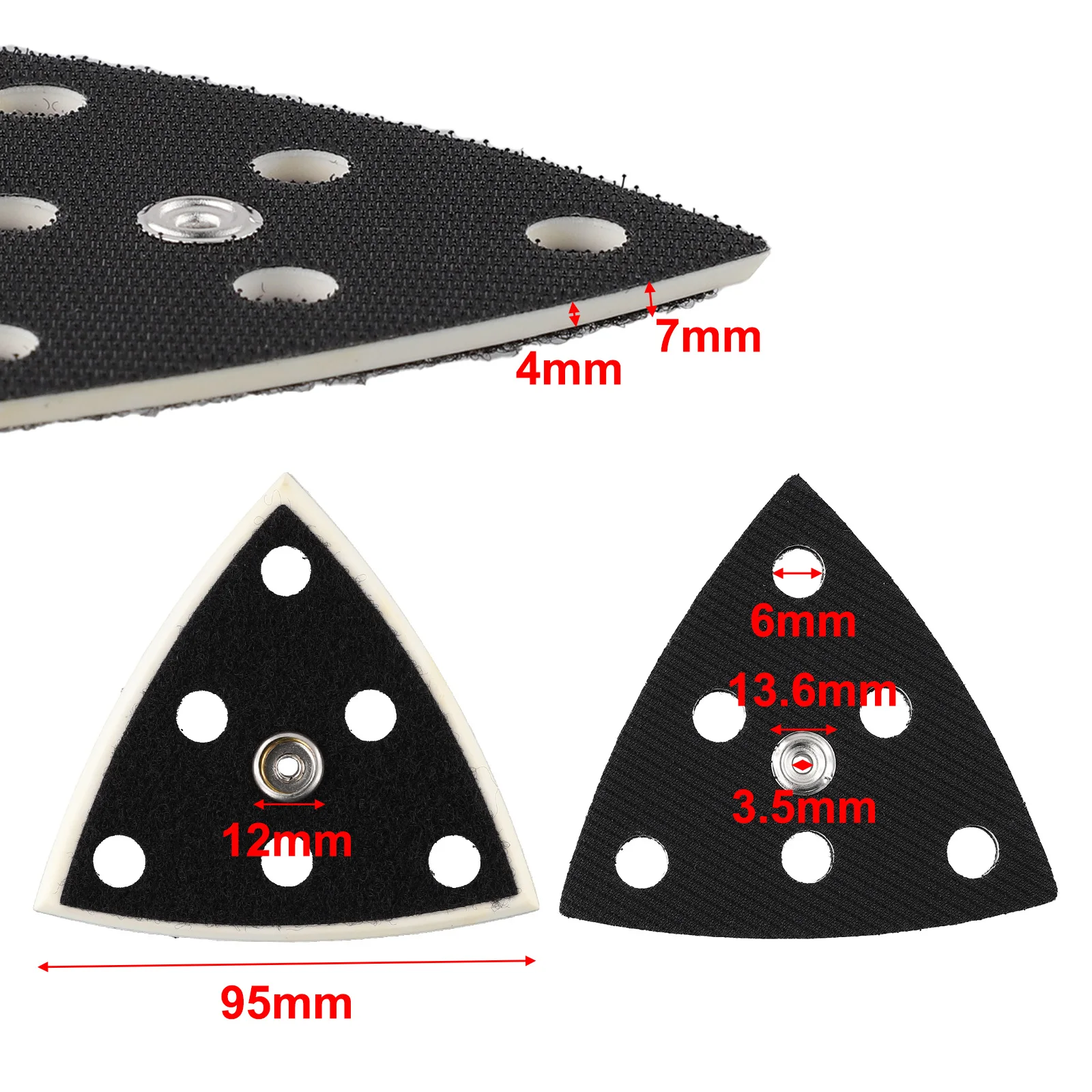 Pad Sanding Pad As Picture Black Pads - 6 Holes - 95x95x95mm - Backing Pad - & - Triangle Sanding Pad Pad Sanding