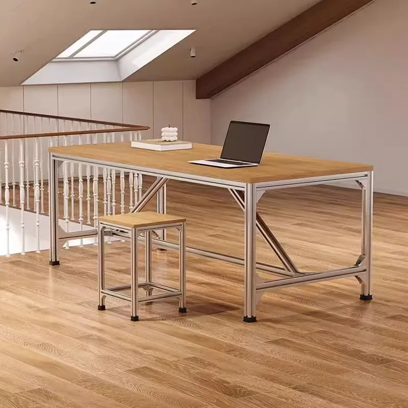 ！@Modern Durable Eco-Friendly Large Long Birch Wood Computer Desk Aluminum Profile Marine Board Multifunctional Compact Laptop