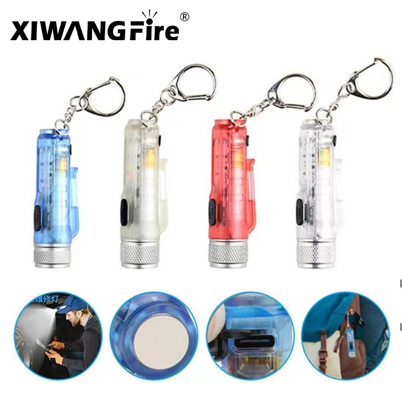 Mini Keychain Flashlight LED Rechargeable Torch Portable Magnetic USB Charging Flashlight High Power Camping Long Range Lantern