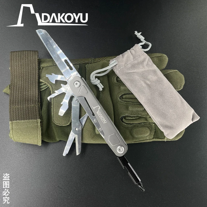 Dakoyu 10 in 1 Folding Multitool Multi-functional Combination Tool Folding Scissors EDC Outdoor Equipment