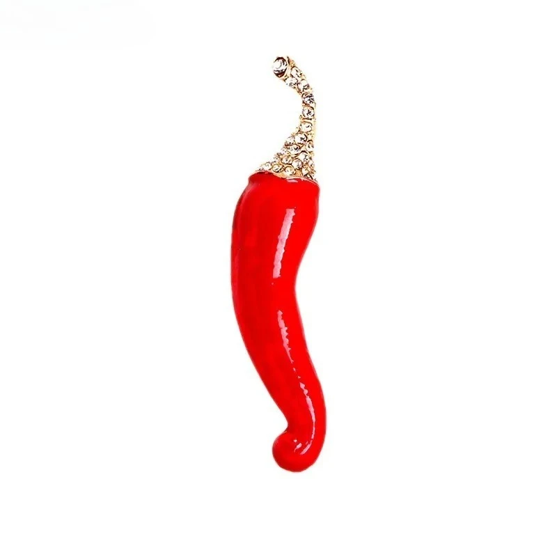 Vivid Red Pepper Brooch Chili Vegetables Brooches for Women Girls Suit Dress Accessories Gold Color Pins Enamel Bijoux