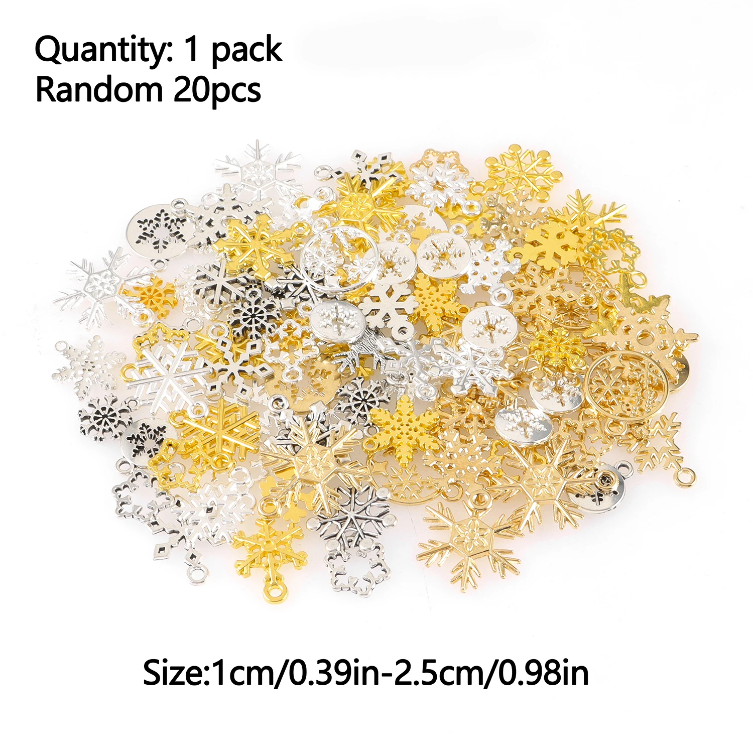 20Pcs/lot Mixed Christmas Snowflake Charms Pendants for Jewelry Making DIY Handmade Bracelet Necklaces Accessories