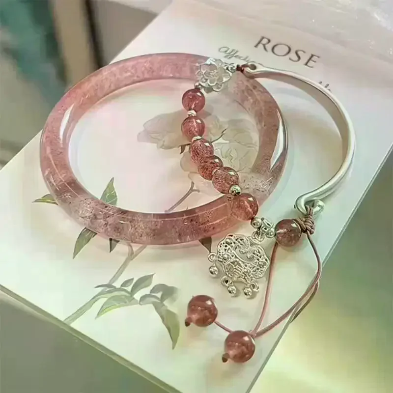 Chinese Style Beaded Bracelet Silver Butterfly Pendant Good Luck Blessing Graduation Gift Daily Wear Handmade