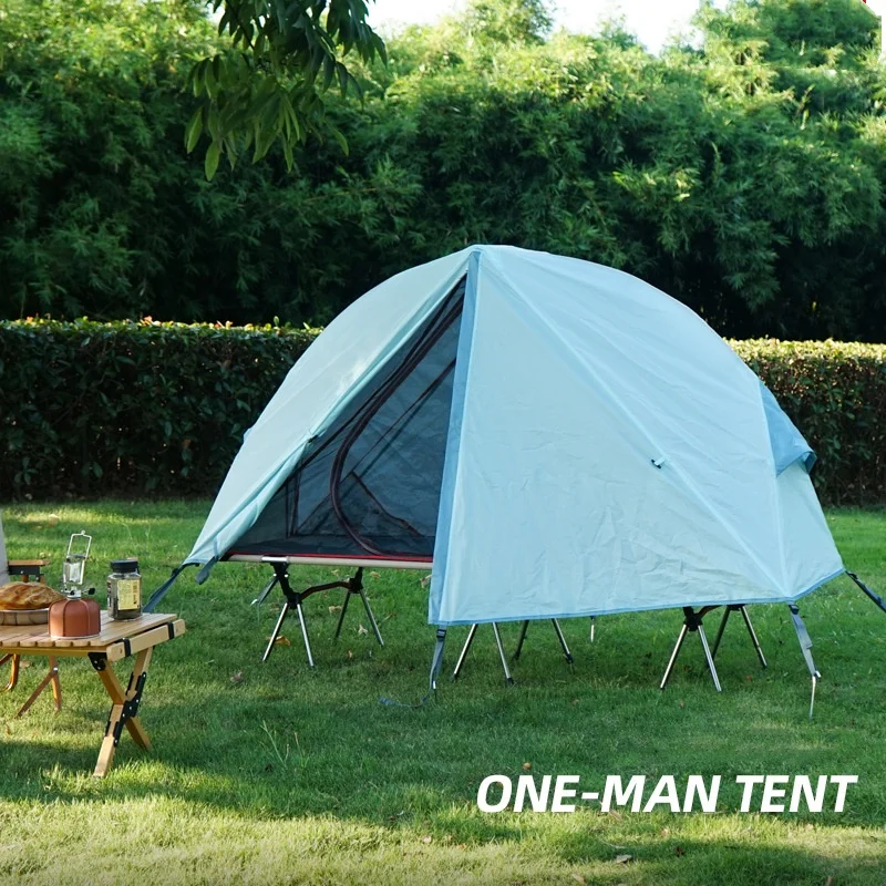 

Outdoor Camping Elevated Tent Portable Foldable Single-Person Aluminum Alloy Mosquito Net Windproof Rainproof UV-Resistant Tent