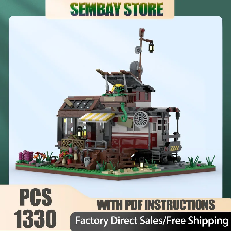 모듈형 도시 건축 모크 빌딩 블록 모듈형 경비차 꽃집 기술 블록 크리스마스 DIY 장난감 건설 선물