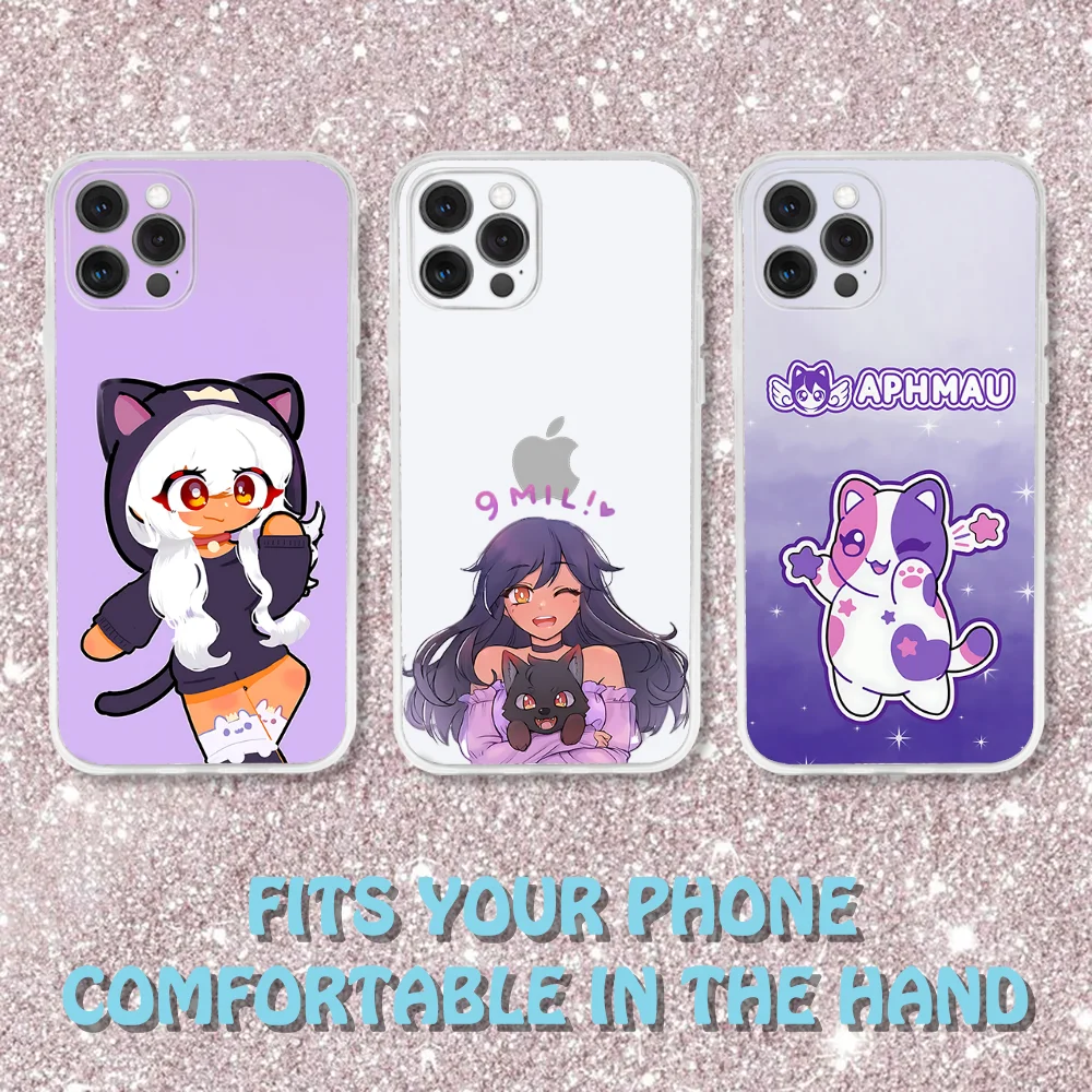 

A-Aphmau Meow Cat Phone Case For iPhone 16,15,14,13,12,11 Pro,Max,Plus,X,XS,XR,SE,Mini Transparent Silicone Soft