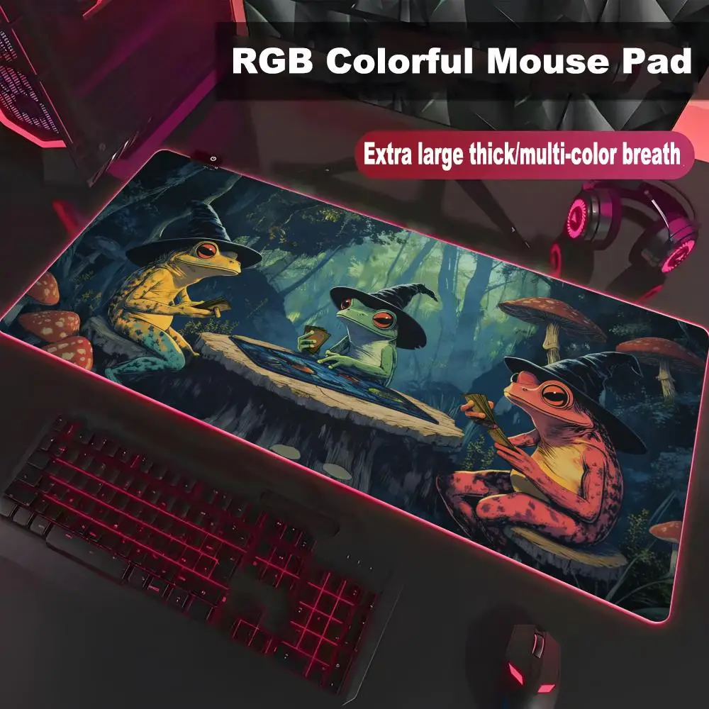 

Mouse Pad Frog Wizard theme High-end E-sports HYB XXC Mouse Pad RGB Mouse Pad LED Pc Large Student Writing Pad Gamer Luminous