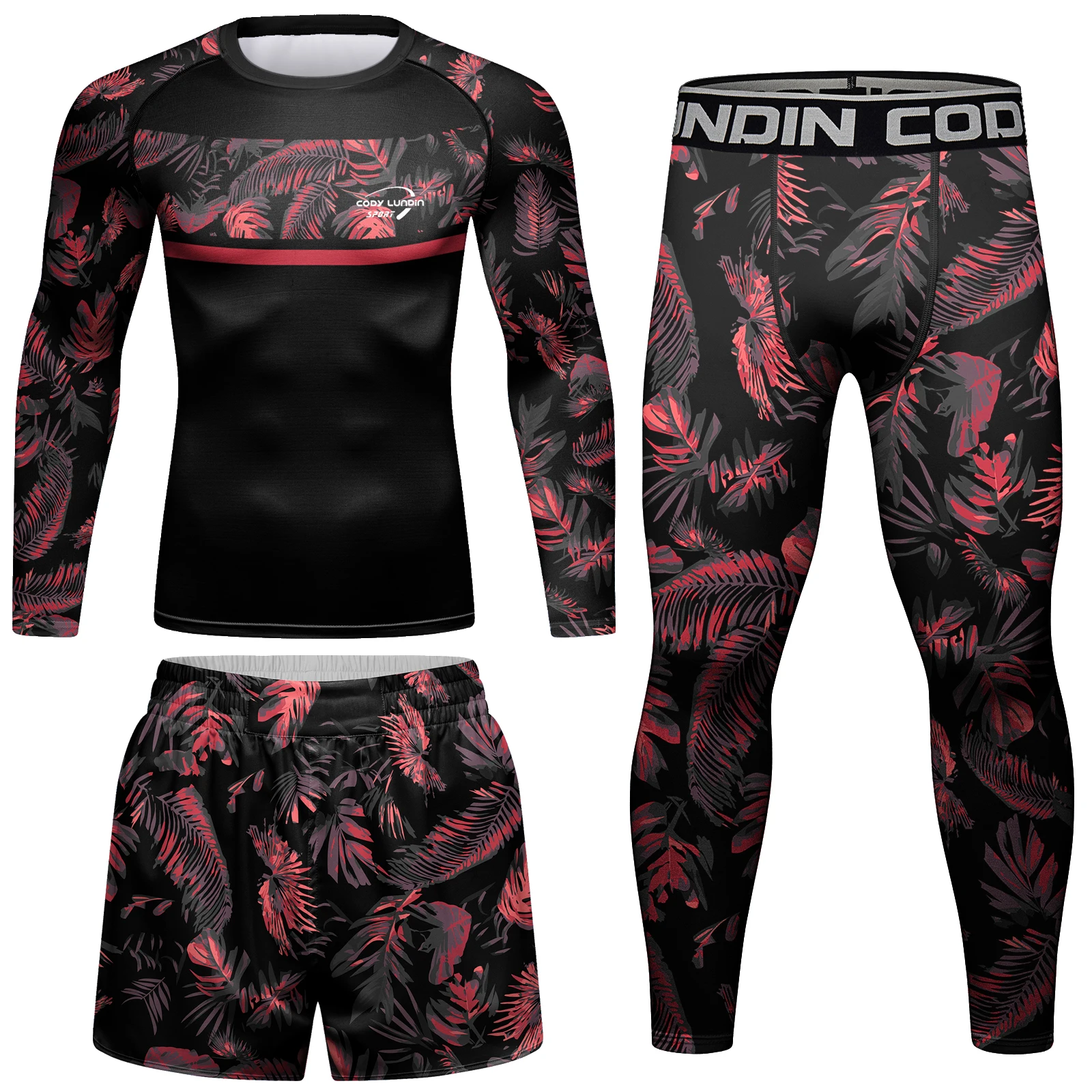 High Quality men MMA T-shirt Pan set Bjj Rashguard body suit spandex MMA compression boxing garments and shorts sportswear suits