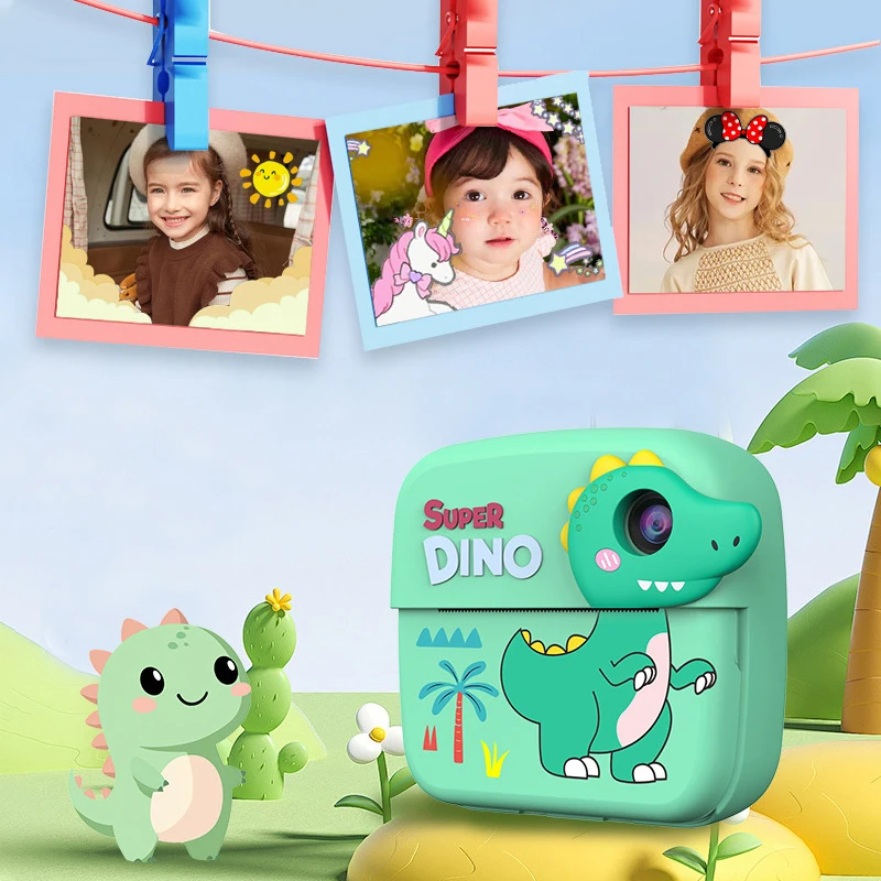 كاميرا كارتون للأطفال طباعة فورية هدايا للأولاد والبنات كاميرات رقمية عالية الوضوح بكسل طباعة حرارية كاميرا للأطفال