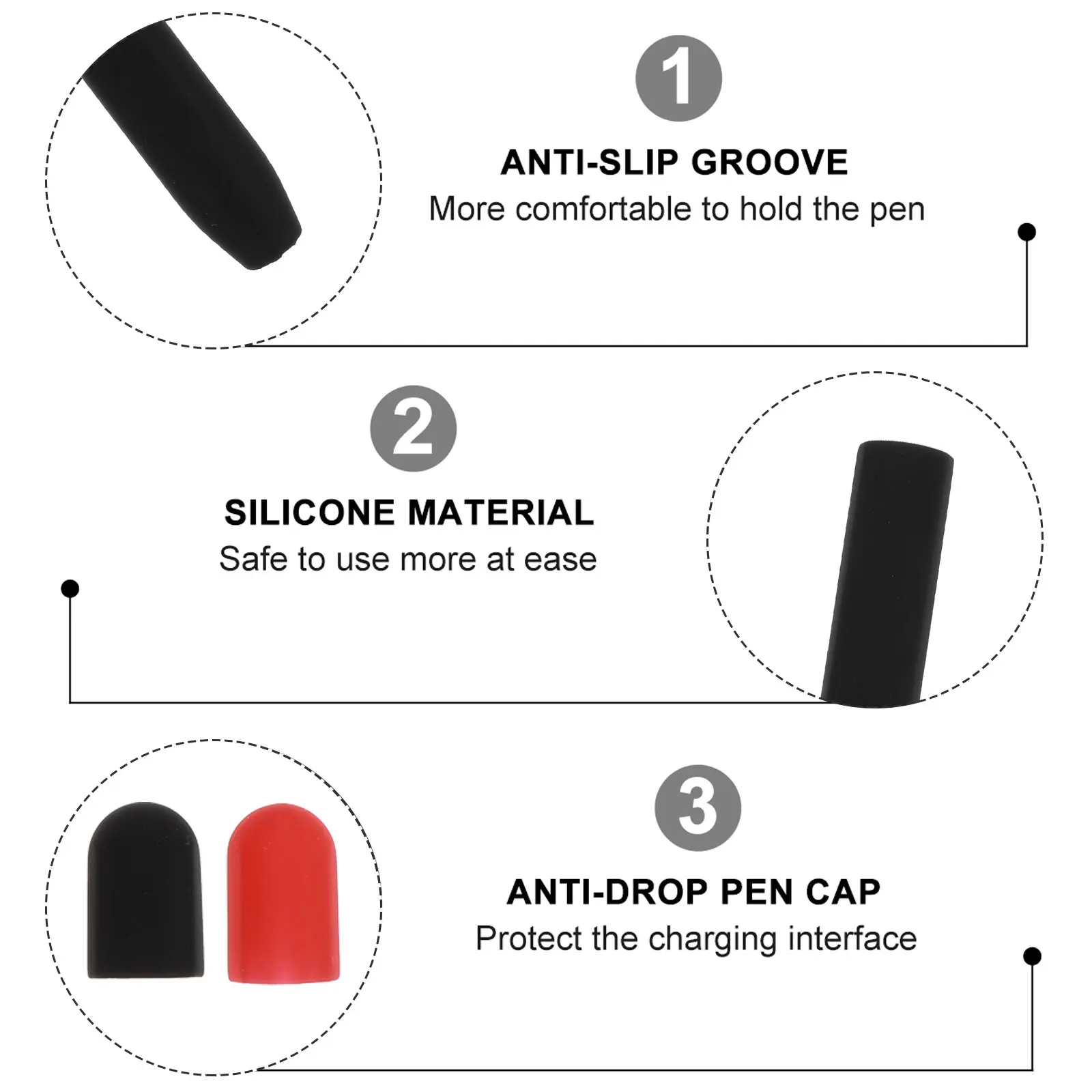 

Pen Case Silicone Stylus Sleeve Protective Cover for Elasticity Holder Black Pencil