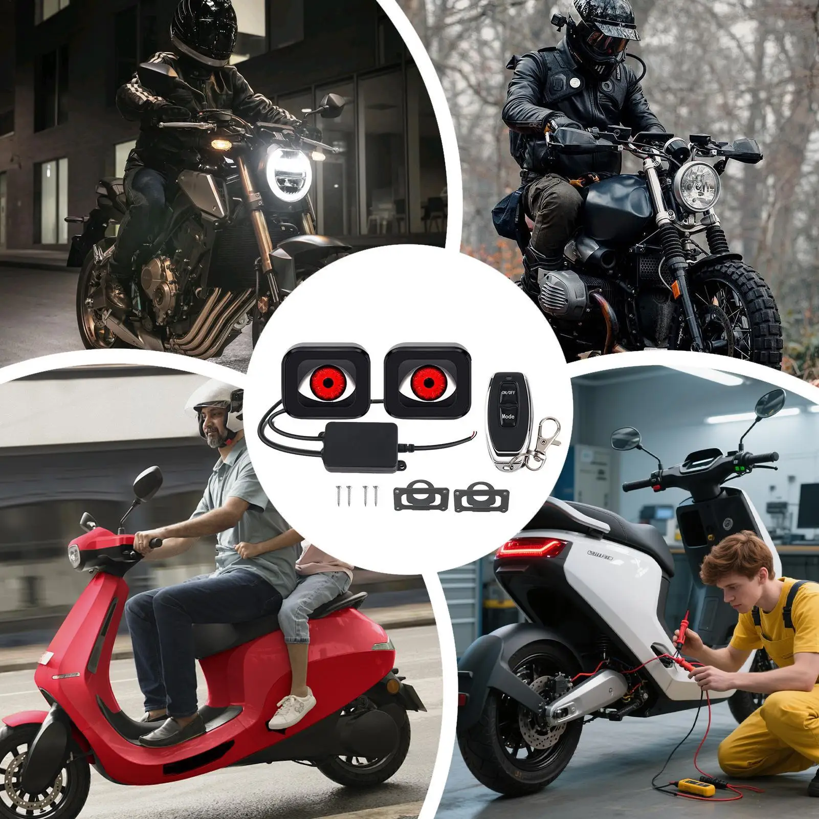 

Motorcycle LED Eyes 12-36V Waterproof Animated Remote Control Eyeball Glowing Lights Lens Lamp For Electric Bicycles Tricycles