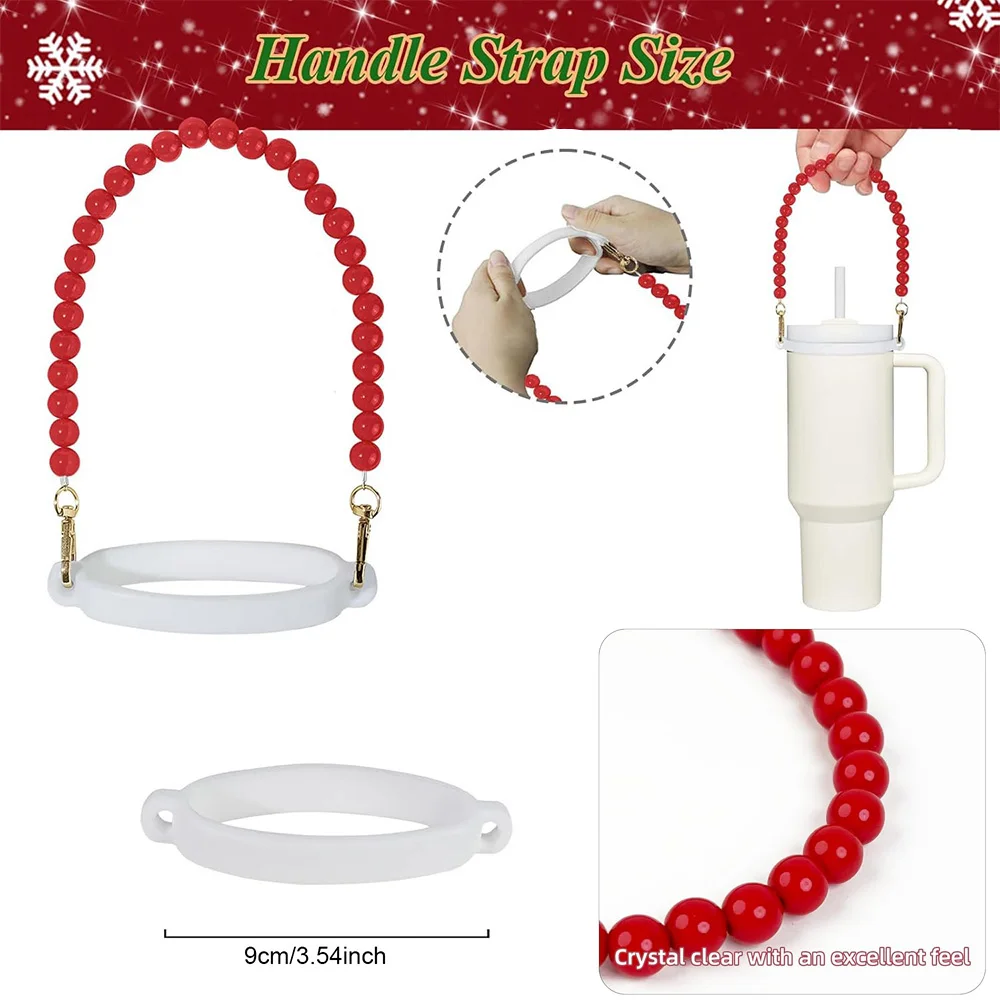 5pcs Tumbler Cup Accessories for 40oz/30oz Tumbler Cups for Christmas, Including Crystal Hand Strap,Silicone Straw Cover Topper