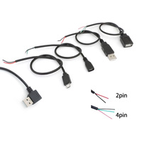 2 4 core 0.3M USB 2.0 Type A Male female 2Pin 4pin micro USB DIY Connector repair welding Cable Power charging Supply Adapter