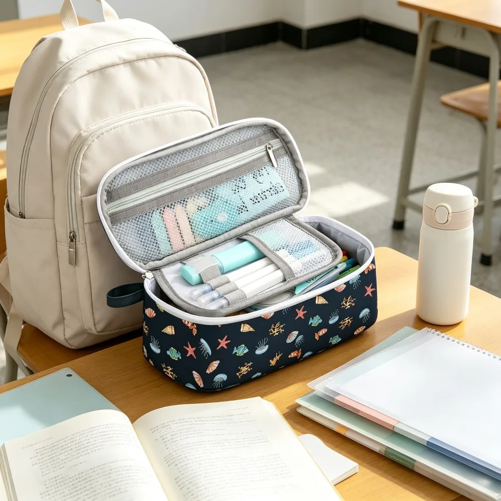 Large Capacity Multi-Layer Canvas Pencil Case 7