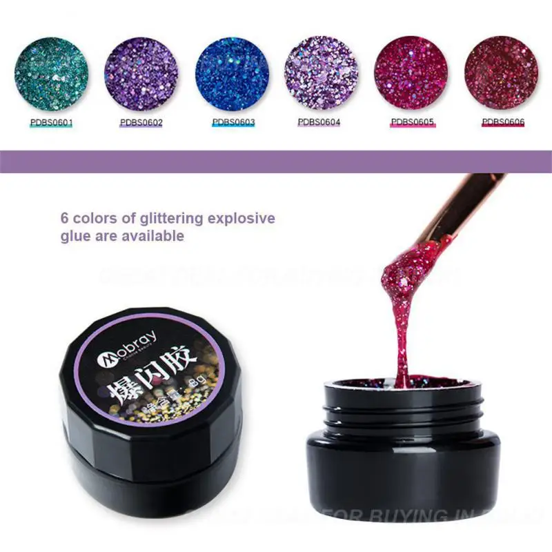 Сверкающая УФ-терапия Легко наносится Серебро Ослепительный Долговечный Блеск Необычный дизайн ногтей Стильный Неподдерживаемый Профессионально Блестящий