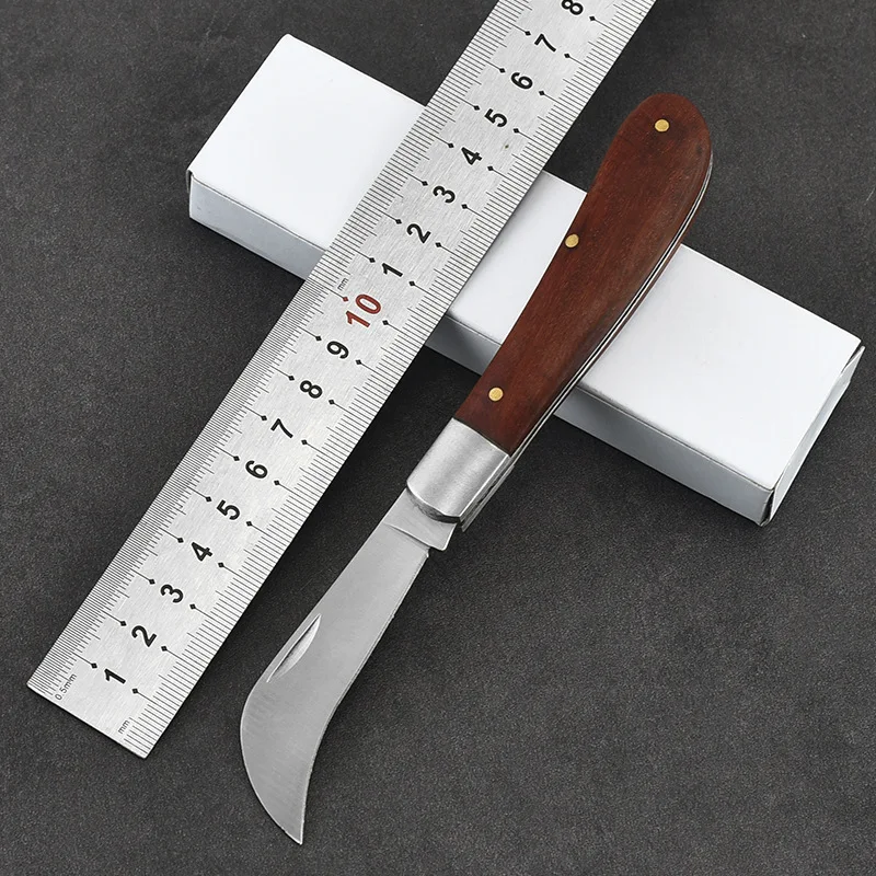 

Portable Mushroom Knife Stainless Steel Wooden Handle Foldable Electrician Knife Survival Pocket Tool Folding Knives Camping EDC