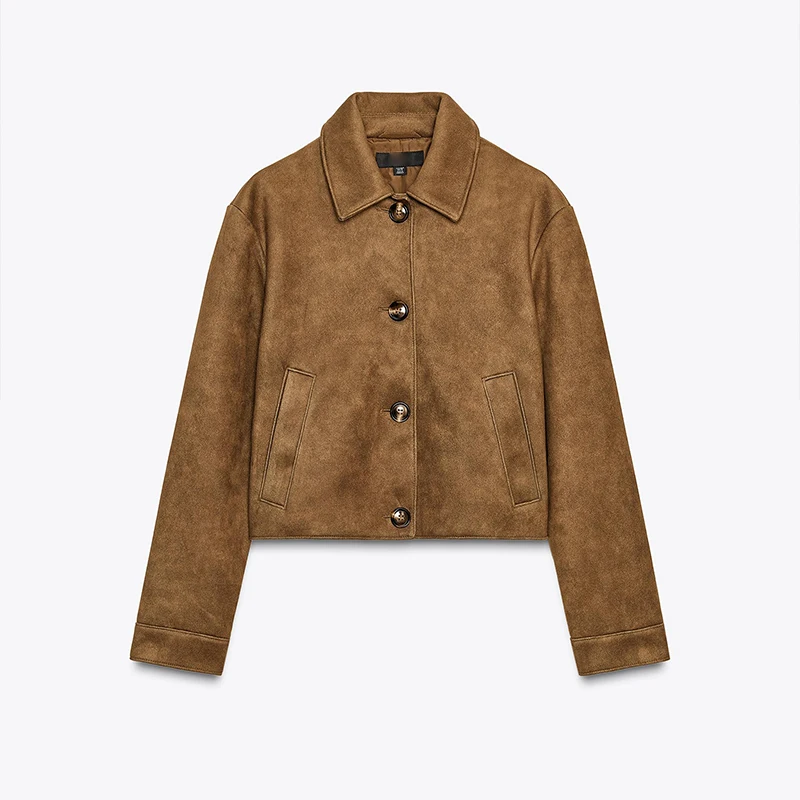 

Vintage Versatile Short Jacket Label Buttons Coat Fashion Casual Chic Outerwears Edgy Trendy Classic Women Autumn Streetwears