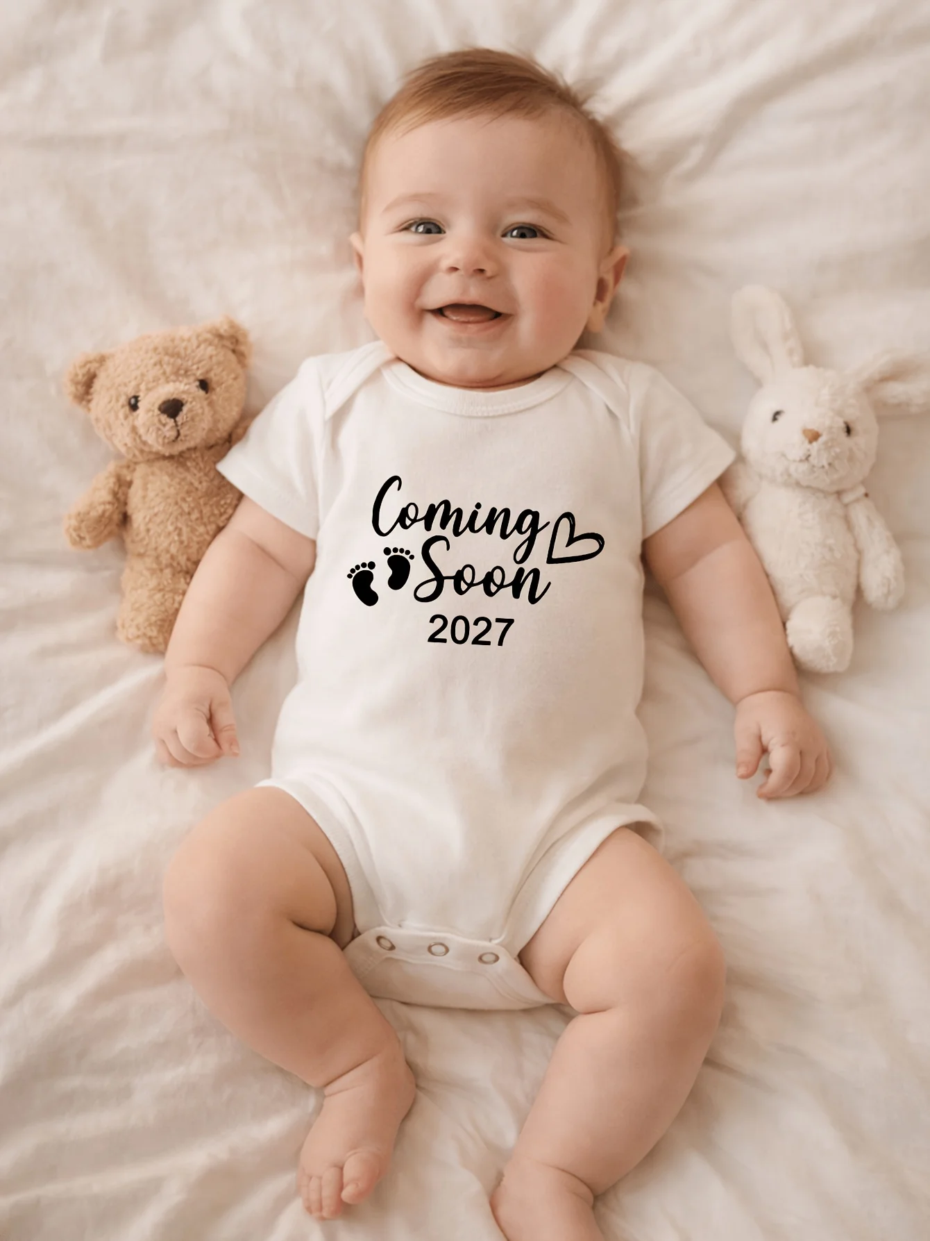 New Baby Coming Soon 2027 Baby Announcement Newborn Bodysuits Baby Rompers Pregnancy Reveal Clothes Cotton Girls Boys Jumpsuits