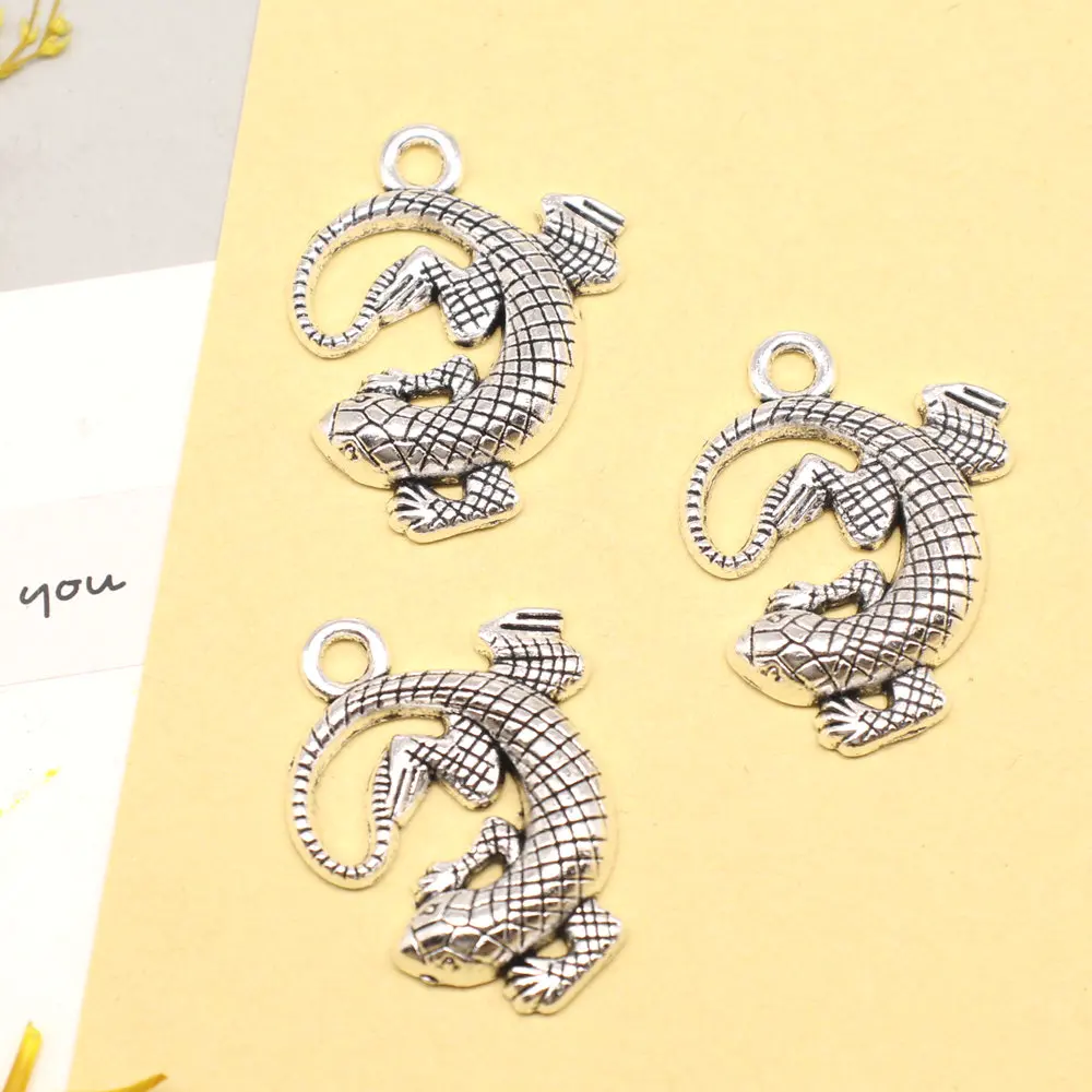 Lizards Charms Pendants Accesori Diy Jewelry 30x25mm 5pcs Antique Silver Color