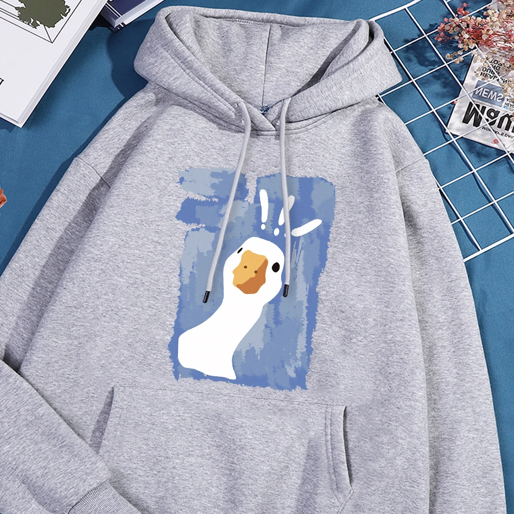 Graffiti-Art Confused Duck Printed Men Hoodie Fashion Hoody Loose Casual Hoody Korean Harajuku Aesthetic Streetwear Clothing