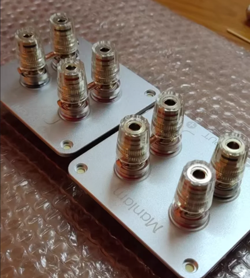 4-position Square Pure Copper Soldering Free Speaker Junction Box Board HiFi Speaker DIY Accessory Terminal Size 92*80