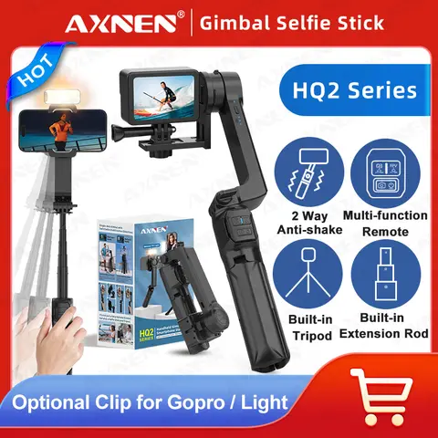 AXNEN HQ2 시리즈 휴대폰 안정기, 스마트폰 고프로 액션 카메라용 핸드헬드 짐벌, 익스텐션 로드, 셀카 스틱 삼각대