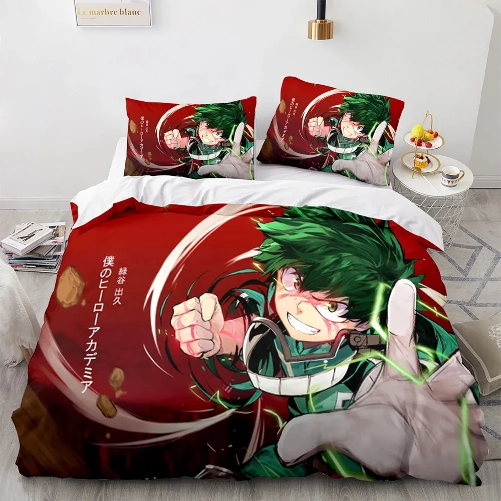 NEW My Hero Academia Anime Duvet Cover Set with Pillow Covers Polyester Teens Kids Bedding Set Full Queen King Size Bed Linen