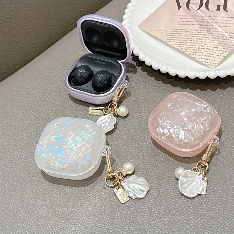Dreamy White Pink Glossy Shell Case For Samsung Galaxy Live 2 Soft Silicone Shockproof Earphone Case for Galaxy Buds Pro Cover