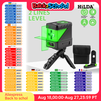 HILDA 2 Lines Laser Levels with Tripod and Carrying Bag High-Precision Green Beam Professional Laser Level Tool