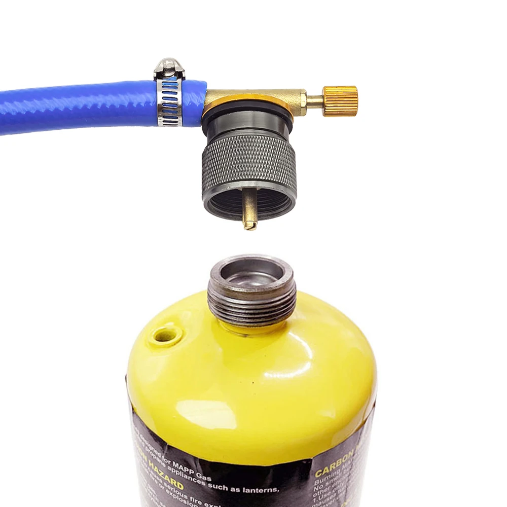 MAPP-Gasflaschenadapter CGA600 Stecker auf EN417 (7/16"-28 UNEF) Buchse mit 8mm Schlauchanschluss & Steuerventil – Detail 3