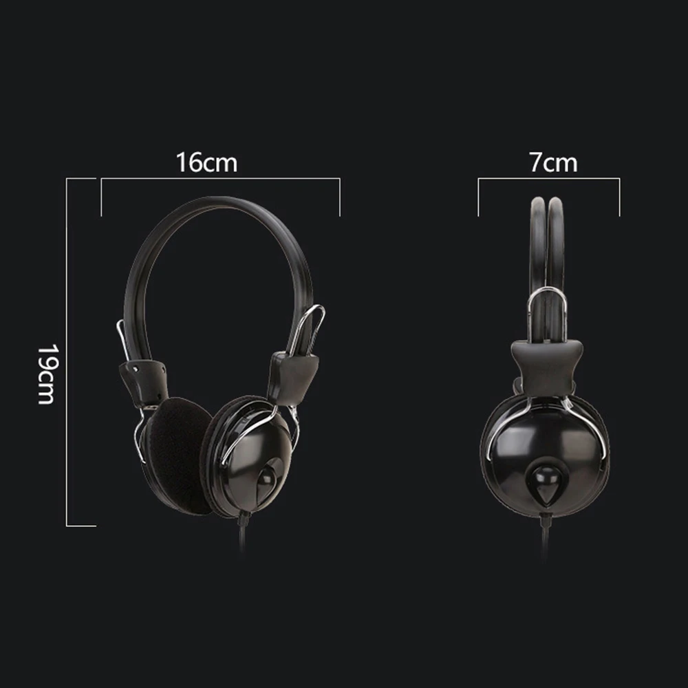 3.5mm Wired HD Sound Headphones Over Ear Headset Bass HiFi Music Stereo Microphone Earphones Adjustable Headset For PC MP3 Phone