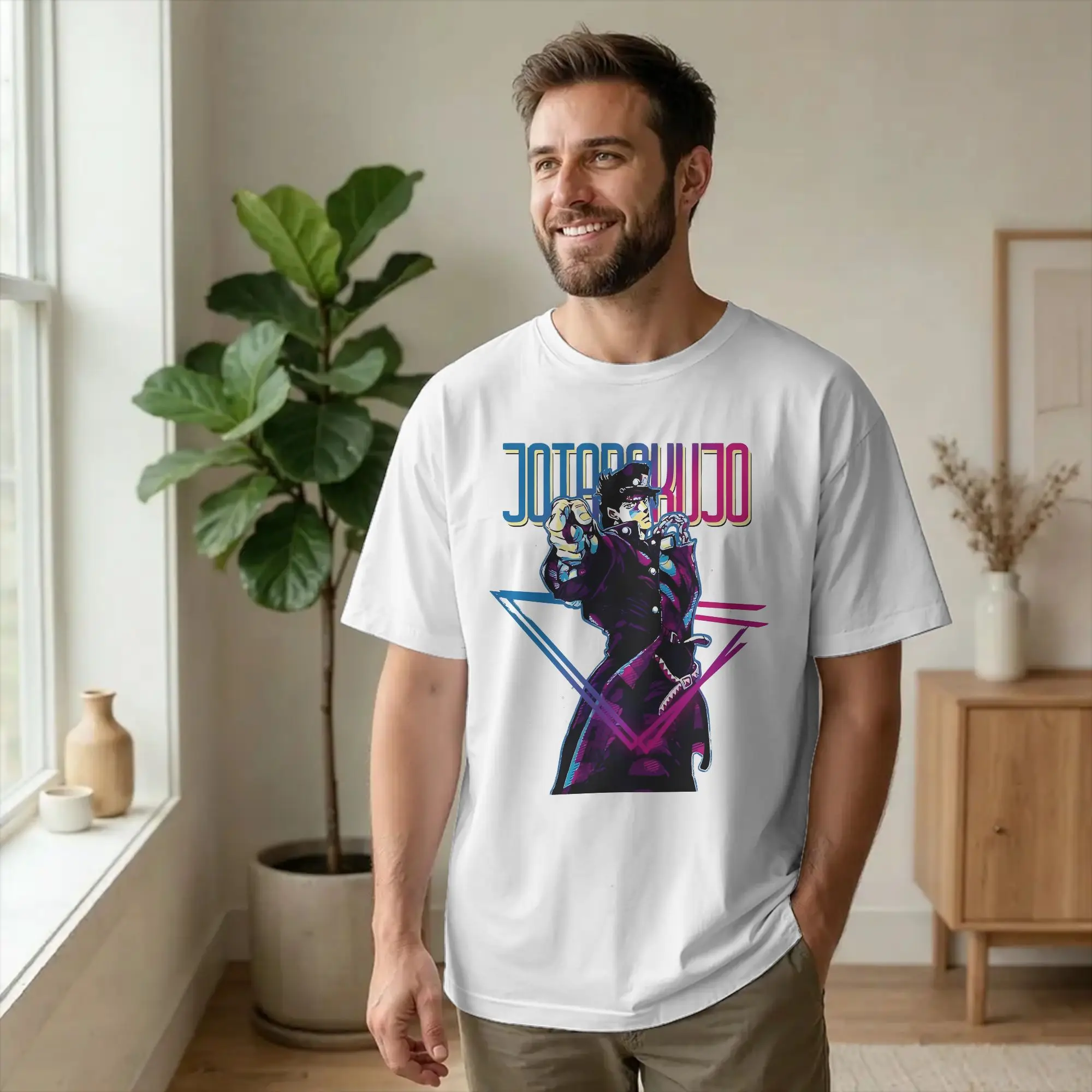 Joestar Family Bizarre Adventure Jotaro Kujo T-Shirt for Men Women  Novelty 100% Cotton Tee Shirt Crew Neck T Shirts Adult Tops