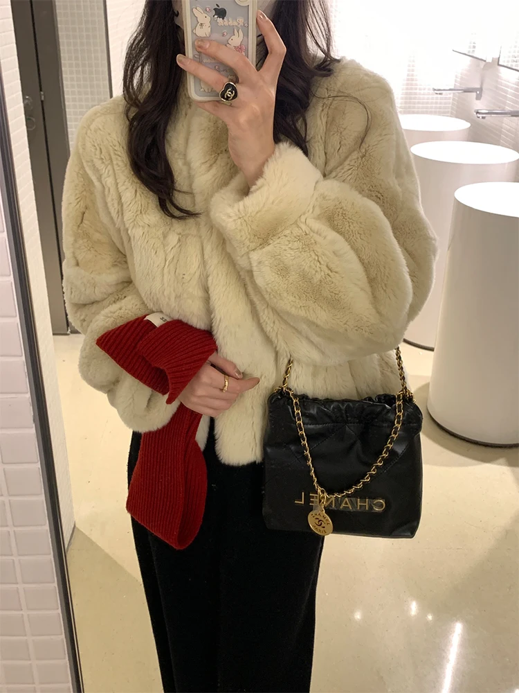 

Новая женская шуба из кроличьего меха Dayaier для осени и зимы, свободного кроя, удобная, простая, молодежная модель, с длинными рукавами, в корейском стиле, для повседневной носки