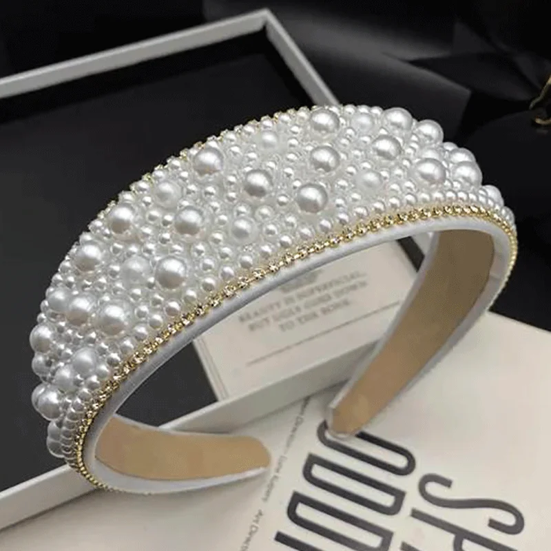 

Princess style pearl inlaid hair clip, women's light luxury fashion new style, go shopping headwear, hair compression headband