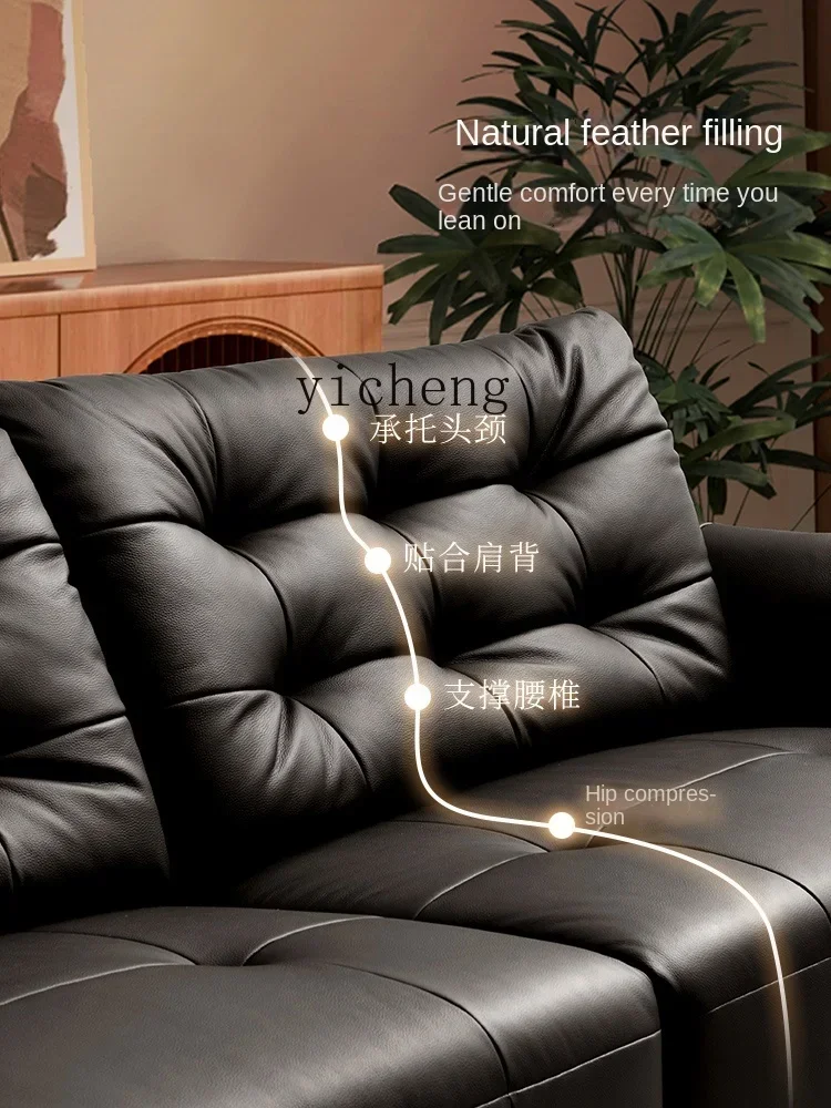 b2 Light Luxury Large Sitting Deep First Layer Cowhide Living Room New Feather Filled Sofa New Designer High Sense