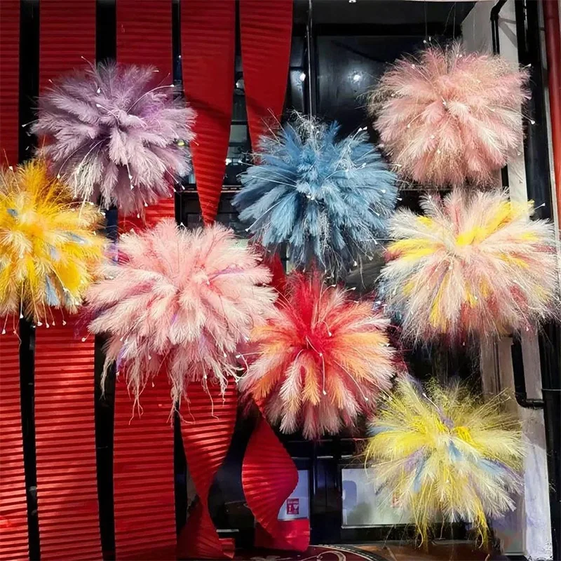 

50 Pcs Artificial Flowers Colorful Reeds Feathers Landscaping Shop Layout Home Table Wedding Festival Valentine's Day DIY Decor