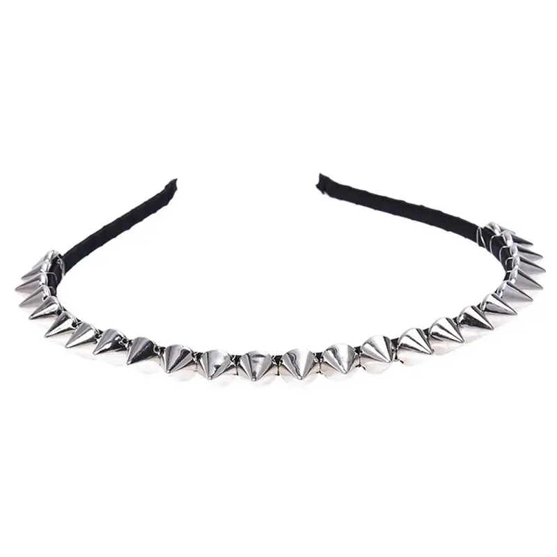 【EXCLUSIVE】6X Silver Color Metal Stud Rivet Spike Headband Hair Head Band Aliceband Punk Girl