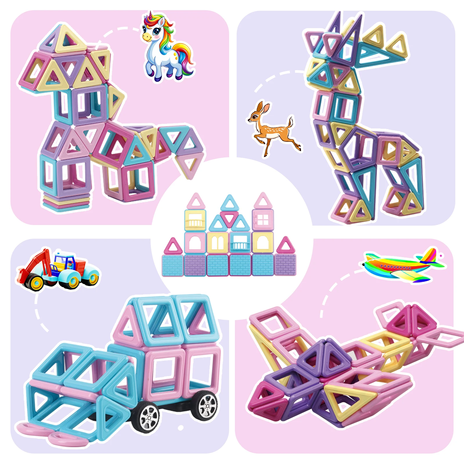 172PCS Mini Size Magnetic Building Blocks STEM Construction Set Educational Magnet Toy for 3+ Years Boys Girls Gifts