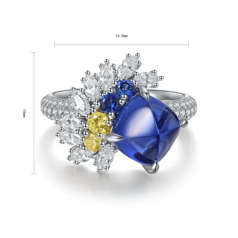 

RUIF 2024 Hot Sale S925 Silver 3.46ct Blue Color Lab Sapphire Ring Engagementring