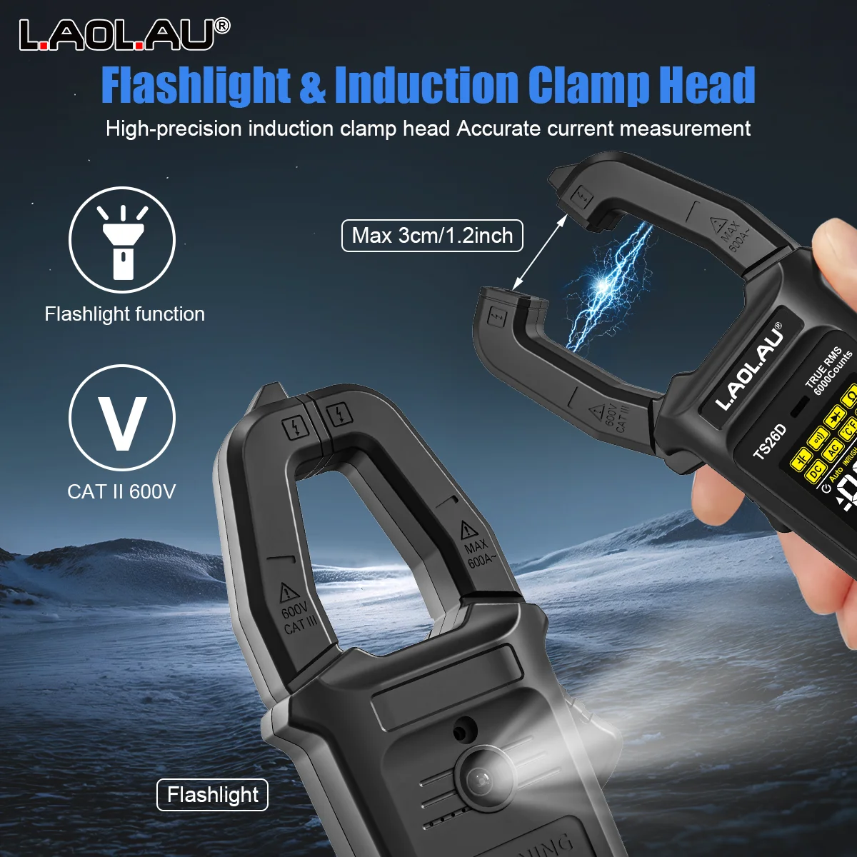 Digitales Zangenmultimeter TS-26A/26D Strom Spannung NCV Auto-Bereichswahl Widerstand Kapazität Temperatur Typ-C Wiederaufladbarer Amperemeter – Detail 9