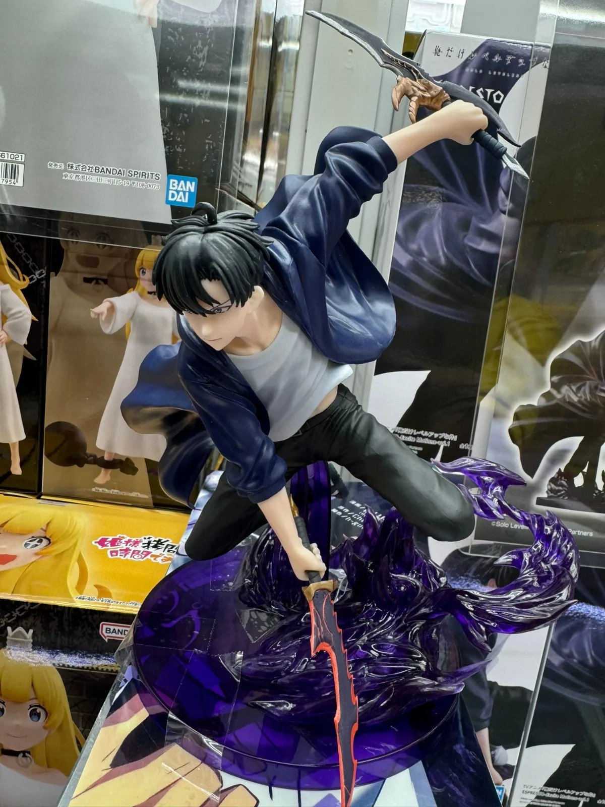 13CM Anime solista livellamento Figura Sung Jin Woo Edizione animata ESPRESTO Eccitare Motions-1 Modello di scena di battaglia Bambola giocattolo Regalo in PVC