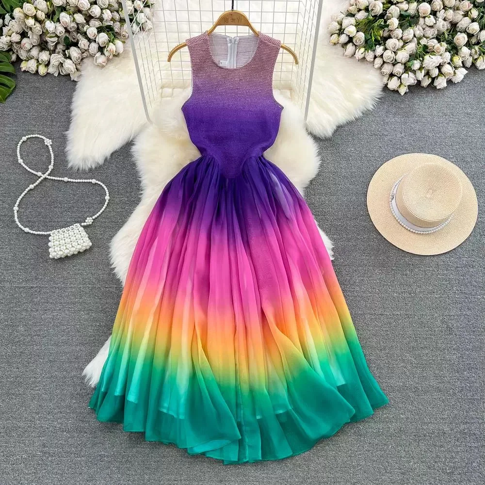 Big Swing Hem Silky Women Dress Summer Party Festival Holiday Vestidos Dinner Banquet Senior Luxury Dresses Female Zipper Dress