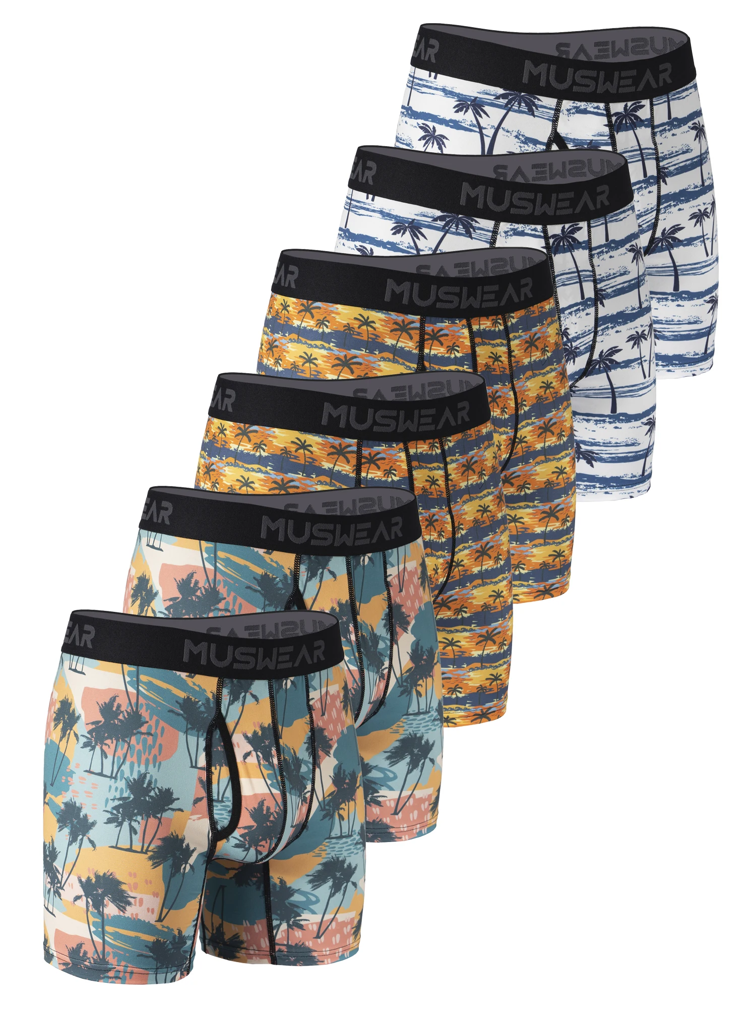 6pcs MUSWEAR plus Size Men's Boxer Briefs Side Opening Double-Sided Brushed High Elasticity Quick-Drying Underwear
