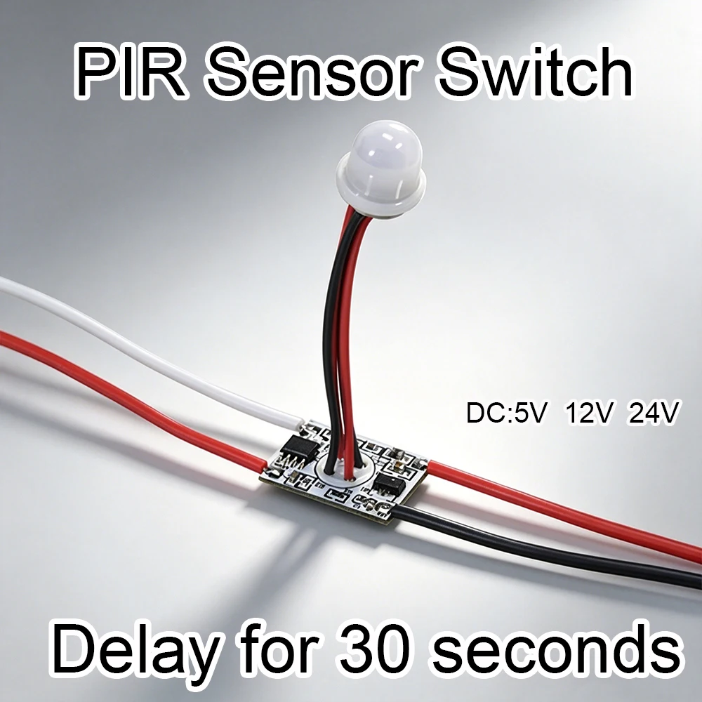 PIR Motion Sensor Light-operated Switch 3.7V~24V Movement Detector Timer Switch Control Light Strip Desk Lamp Night Light