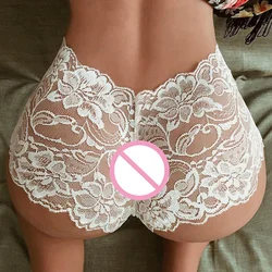 Sissy Lace Floral Sheer Briefs Men Women Mesh See Through Panties High Waist Knickers Underwear Elastic Brief Erotic Lingerie