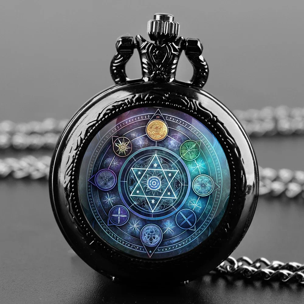 

Normal Matrix Design Glass Dome Quartz Pocket Watch With Durable Chain Arabic Numeral Dial Extraordinary Gifts for Men Kids