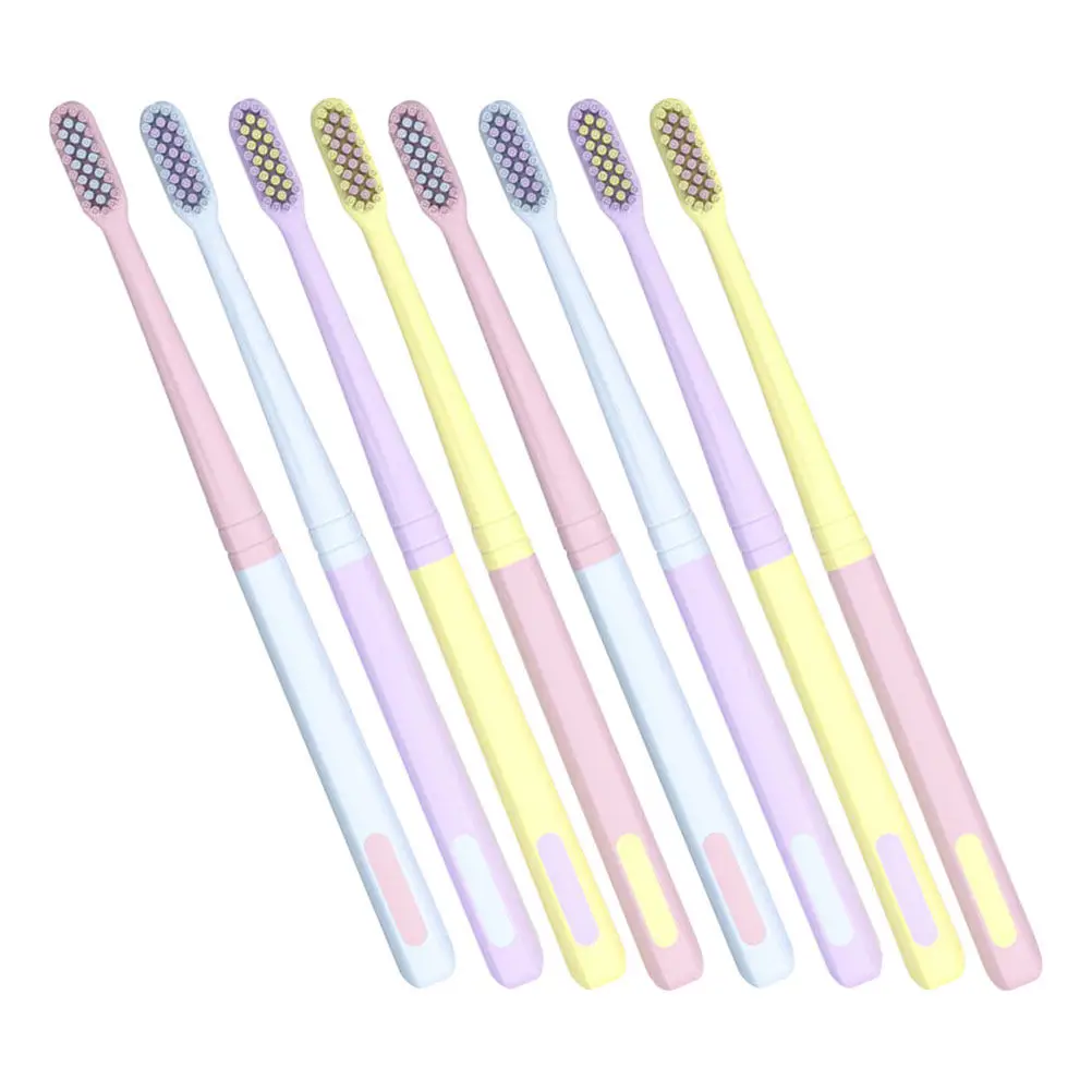 8Pcs Soft Bristle Adult Toothbrushes Japanese Style Macaron Color Comfort Grip Travel Oral Care Tool Portable Teeth Cleaning