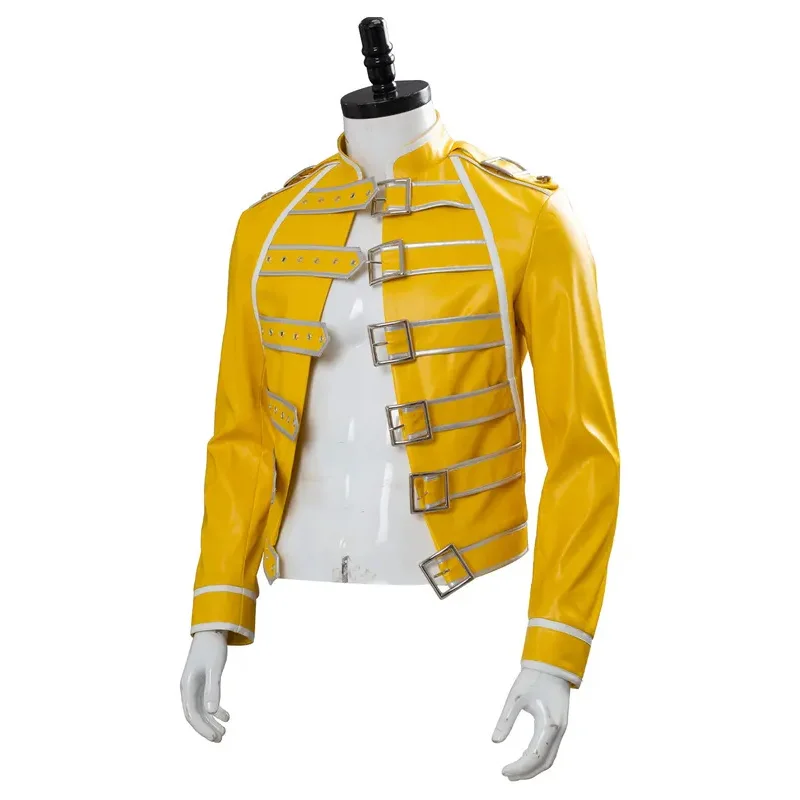 

Fantasia Freddie Mercury Cosplay Disfraz Costume Yellow Jacket Rock Band Outfits Men Fantasy Halloween Carnival Party Clothes
