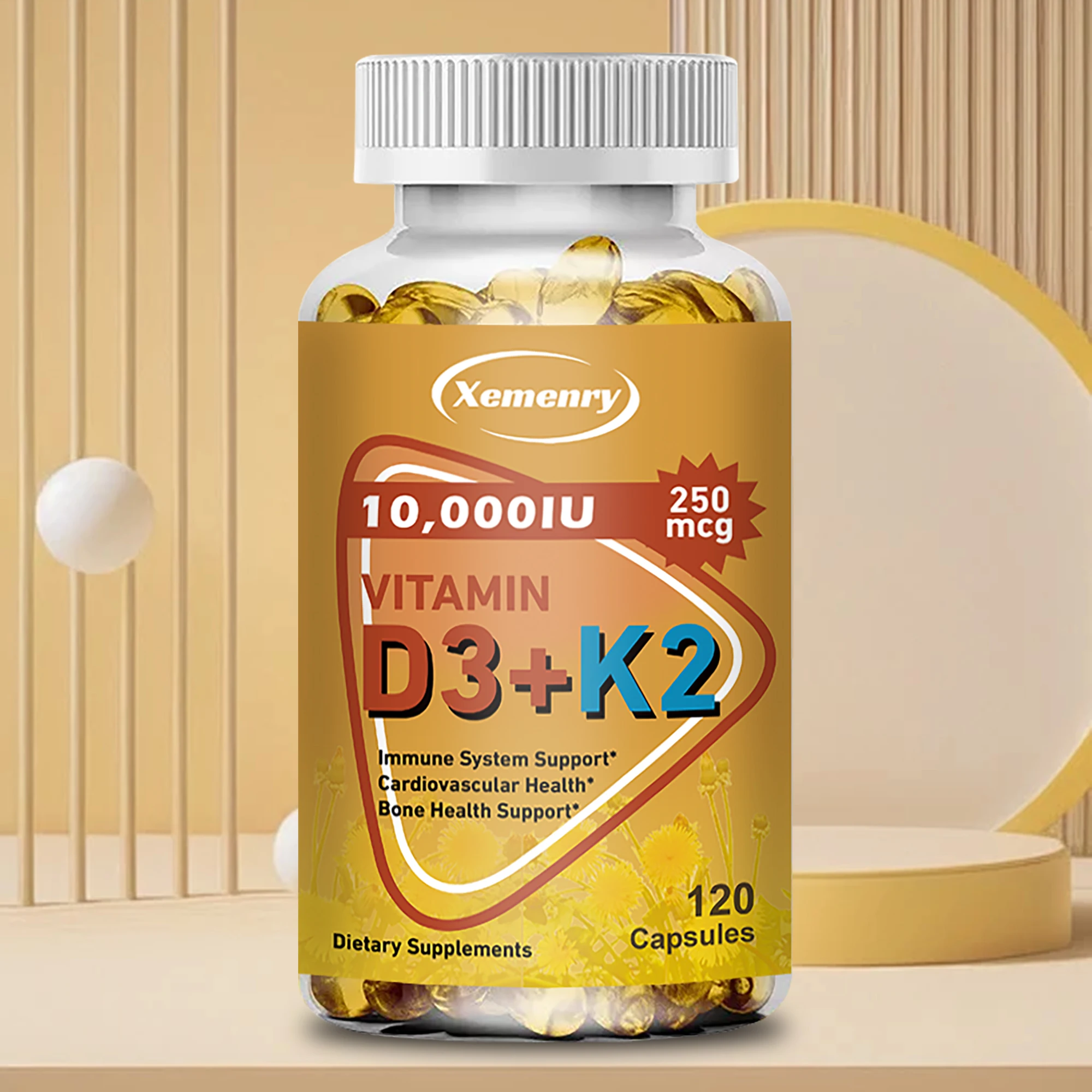

Vitamin D3 and K2 - Supports Circulation, for Bone, Joint, Teeth and Skin & Immune Health,Immune Support,Promotes Muscle Healthy